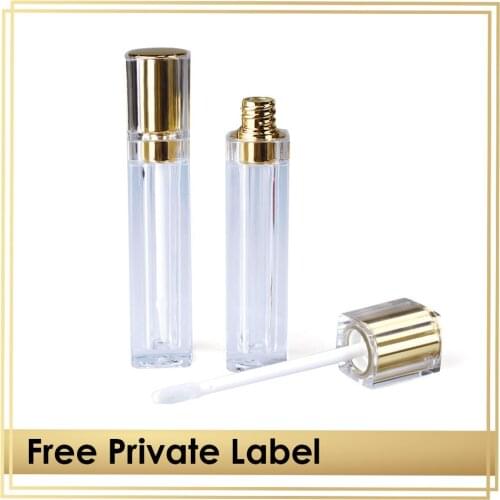 Wholesale Custom Packaging Lip Gloss Tube Square silver 8ml Clear Plastic Bulk Empty Transparent Acrylic Bottle Container