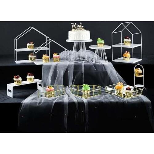 Multi-scene suitable for metal cake topper rack load-bearing strong tea break fruit plate seat dessert display stand