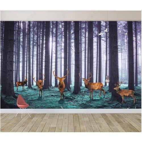 Custom photo wallpaper for walls 3 d murals Modern Modern forest deer white dove TV sofa background wall papers decoration