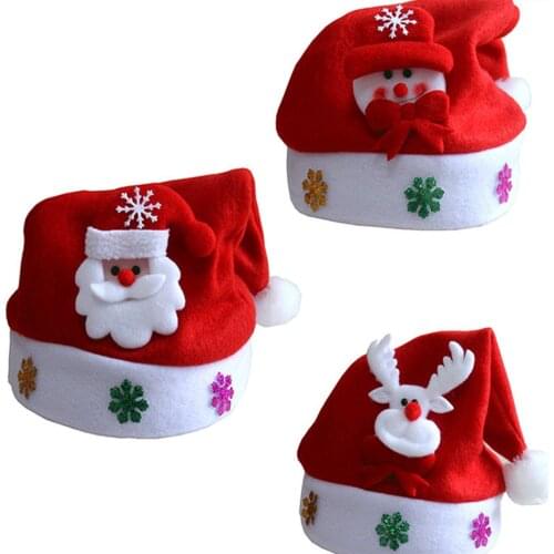 1pcs Hot Santa LED Light Up Flashing Costume Party Red Hat Cap Kids Child Christmas Xmas Party Cute Cap New Year Gifts Decor