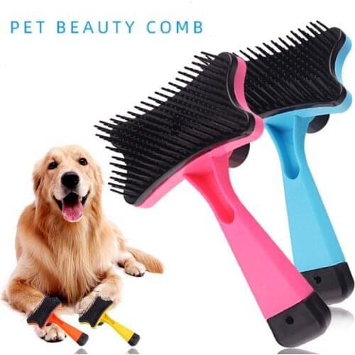 Small Pet Automatic Hair Removal Comb Push Plate Dog Massage Comb Plastic Shedding Hair Removal For Cats And Dogs Grooming Tools