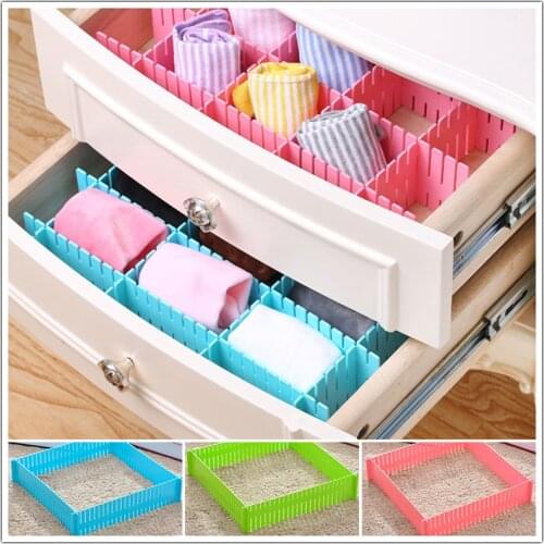 2/4Pcs DIY Plastic Drawer Grid Separator Divider Partition Storage Organizer Underwear Socks makeup Clapboard Home Decor