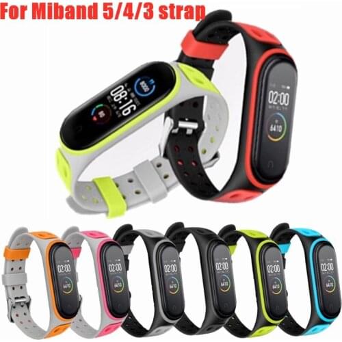 Strap for xiaomi mi band 5 4 3 bracelet Double Buckle replacement For Xiaomi Miband 5 4 3 straps silicone wristband Accessories