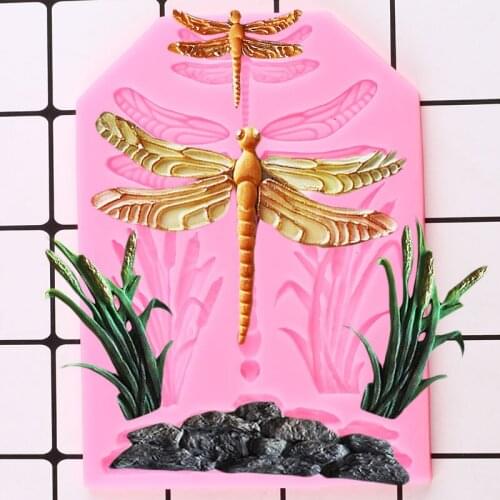 Dragonfly Grass Cake Border Silicone Mold DIY Party Cake Decorating Tools Cupcake Topper Fondant Candy Chocolate Gumpaste Molds