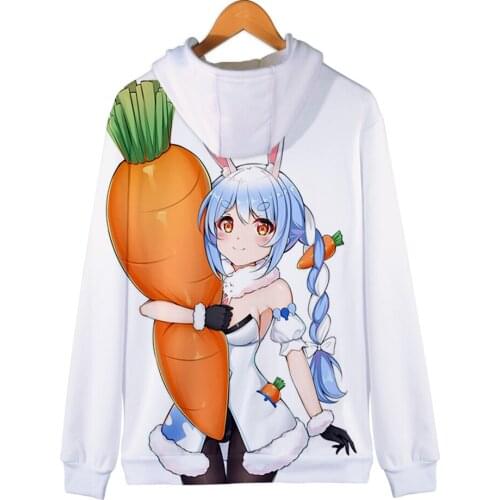 Funny 3D Usada Pekora Zipper Hoodie Manga Girl Zip-up High Street Casual Rabbit Fashion Zipper Hooded Boys/girls Pekora Clothes