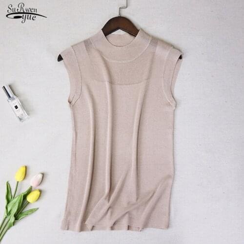 Sexy Women Tops Fashion White Shirt Simple Street Style Ladies Tops Tank Tops Knitted Solid Wild Ice Silk Knitting Blusas 2922