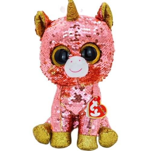 Ty Flippables Big Eyes 6" 15 cm Reversible Sequin Pink Unicorn Sparkling Stuff Doll Boys Girls Collectible Toys Creative Gift