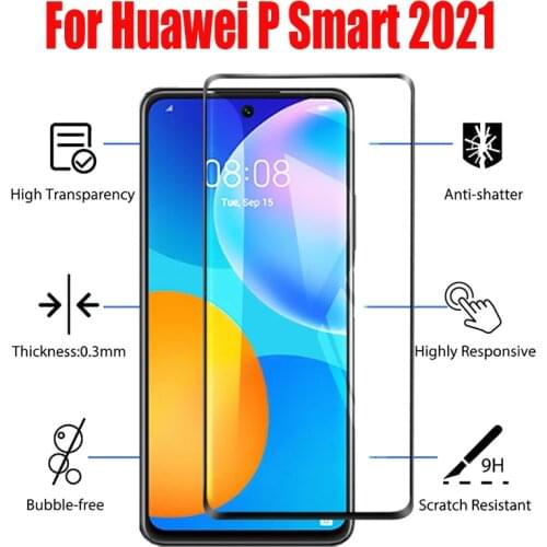 2PCS 3D Full Glue Tempered Glass For Huawei P Smart 2021 Full Cover Protective film Screen Protector For Huawei P Smart 2021