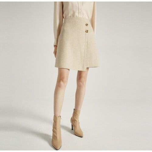 Korean Simple 100%Genuine Wool Woman Skirts Spring Autumn 2021 Elegant Female High Waist Skirt Short Skirt Ropa De Mujer Zjt1659