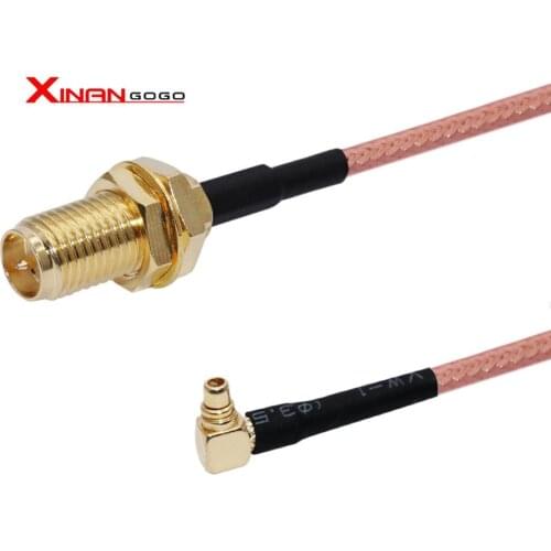 RP-SMA female (plug) to MMCX male right angle pigtail cable