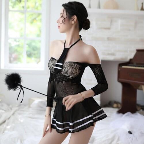 Women Sexy Lingerie Erotic Women Costumes Porn Cosplay Babydolls Sexy Student Uniform Sex Clothes Night Dress Off Shoulder