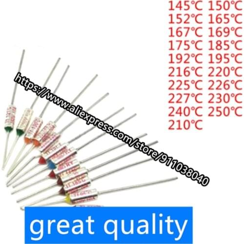 10PCS 10A 250V Thermal Fuse (145, 150, 152, 165, 167, 169, 175, 185, 192, 195, 210, 216, 220, 225, 226, 227, 240, 250)°c