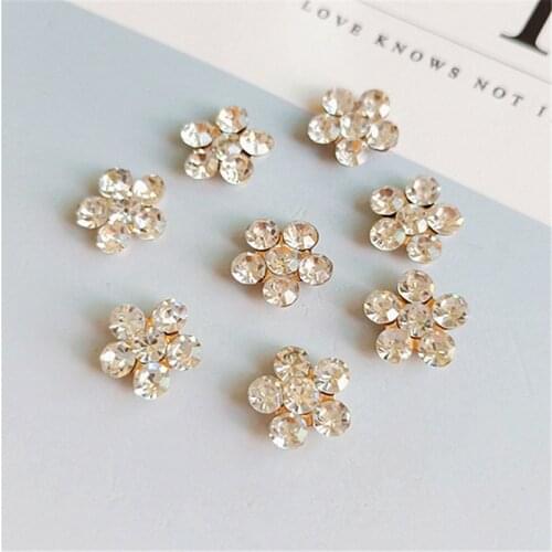 10 pcs/lot Six Diamonds Plum Blossom Gold Flower Jewelry Accessories DIY Handmade Hair Accessories Bags Shoes Clothing Buttons