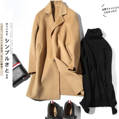 100%Wool Coat Handmade Double-sided Spring Autumn Long Man Jacket Plus Size Coat Ocercoat Erkek Kaban LM18-1011 KJ1559