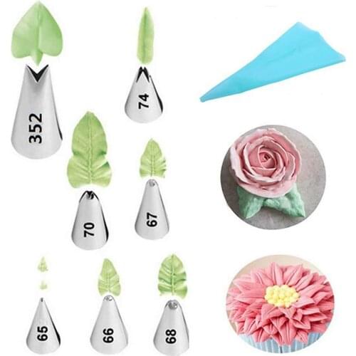 304 Seamless Leaf Decorative Mouth Pastry DIY Baking Decor Tools Nozzle Cake Decorating Mouth Set