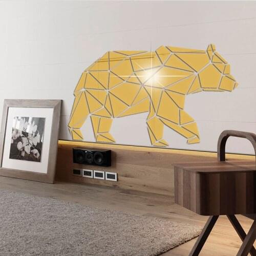 3D stereo acrylic bear mirror stickers living room bedroom childrens room wall background self-adhesive creative decoration