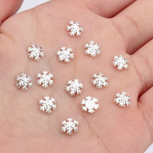 50pcs/lot 6mm Zinc Alloy Metal Christmas Snowflake UV Gel Art Decoration Set Beads For DIY UV Charms Jewelry Accessories