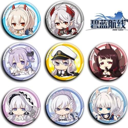 58MM Animation Azur Lane Cute Girl ship Irons Badges Brooch Button On Backpack