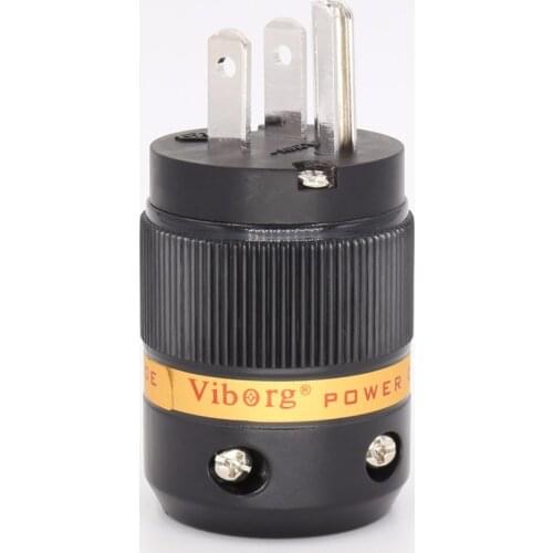 Free shipping one pieces 99.999% Pure Red-Copper Rhodium plated US male power plug for audio power cable