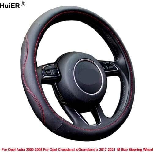 Car Steering Wheel Cover Wrap For Opel Astra 2000 -2005 Crossland x / Grandland x 2017 2018 2019 2020 2021 M Size Steering Wheel