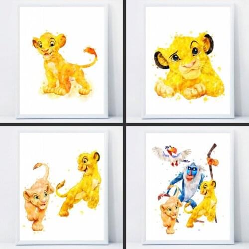 Disney Lion King Superhero Canvas Painting Cute Nursery Prints and Posters Wall Art Pictures for Kids Room Home Decor