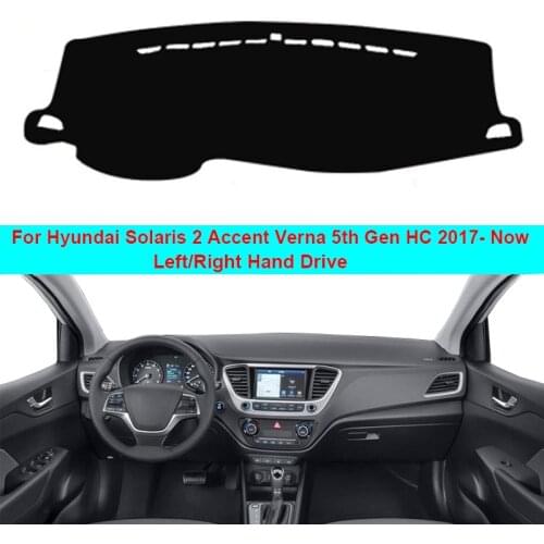 2 Layers Car Inner Dashmat Dash Mat DashBoard Cover For Hyundai Solaris 2 Accent Verna 2017 2018 2019 2020 Sun Shade Carpet Auto