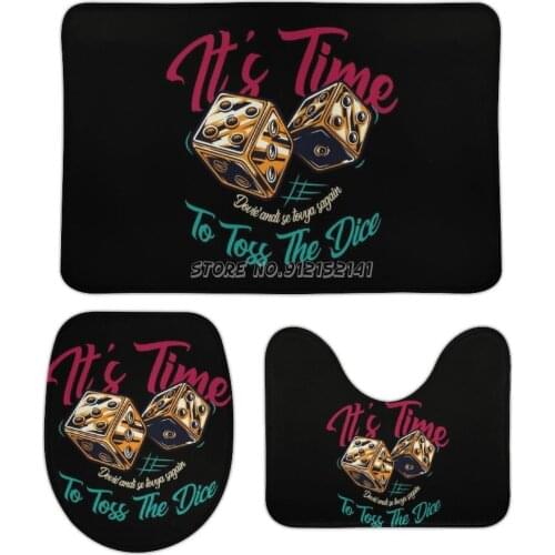 Its Time To Toss The Dice 3pcs Bathroom Mats Set Printing Coral Velvet Non-slip Toilet Cover Mat Bath Mat Set Saga Book Fantasy