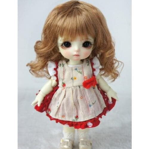 JD260 5-6inch 13-15CM Slight Lady Curls synthetic mohair BJD wigs 1/8 OB11 Lati yellow Doll accessories