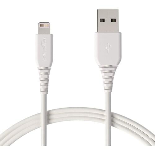 AmazonBasics Lightning to USB A Cable, MFi Certified iPhone Charger, White, 6 Foot