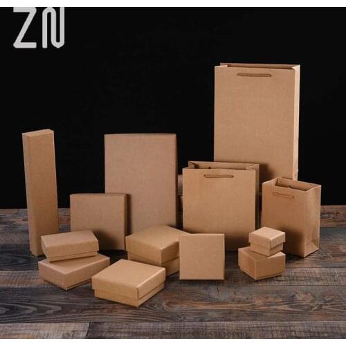 ZN Kraft Paper Jewelry Box For Ring Earring Necklace Packaging Box Storage Jewelry Organizer Container Box for Jewelry Wholesale