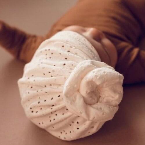 Summer Mesh Baby Hat Big Flower Hollow Breathable Baby Girls Hat Turban Solid Color Infant Toddler Cap Beanies