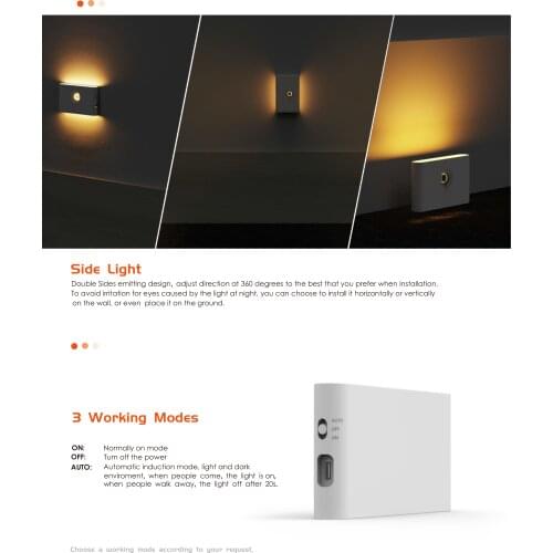 Magnetic Led Wall Lamp Rechargeable Cabinet Light Night Light For Closet Wardrobe WC Bedside Lamp Room Hallway Pathway Toilet