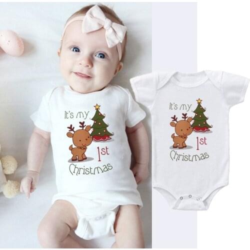 My First Christmas Baby Romper Cotton Newborn Girl Boy Clothes Cute Outfit Its My 1st Christmas Infant Clothes 0-24M