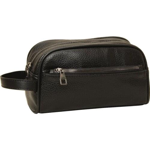 Alone mens vegan leather hand and shaving bag travel hair brush toothbrush bag 1003 black bag