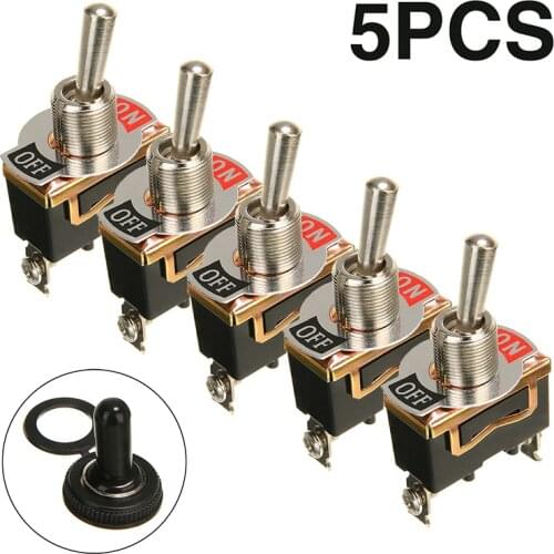 Newest 5Pcs 15A 250V ON/OFF SPST 2Pin Rocker Switch with Waterproof Boot Car Boat Heavy Duty Rocker Toggle Switch Kit
