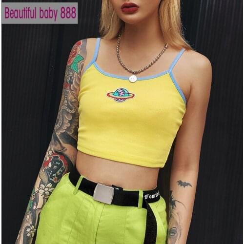 Meqeiss new 2021 women embroidery camis sexy party femme vest crop top slim strapless elastic sleeveless fashion summer cool top