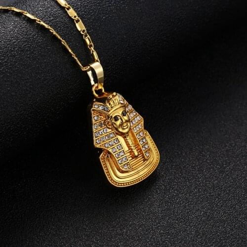 Classic gold mens and womens charm rhinestones Egyptian pharaoh necklace pendant accessories jewelry gift wholesale