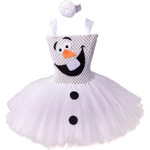 Snowman Olaf Dress up Friend Costume Cosplay Snow Queen 2 Kids Tulle Cute Gown Christmas Birthday Princess Tutu Dresses