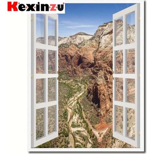 Full 5D DIY Square/ Round Diamond Painting"mountain Window Scenery" Embroidery Cross Stitch Mosaic diamondpainting Gift