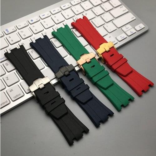 28mm Soft Natural Fluoro Silicone Rubber 15703 Royal Waterproof watch band for AP Strap for Audemars and Piguet belt logo tool