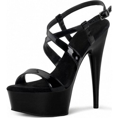 Thick-soled Club DJ Shoes, Eurowomen Attracting Slip and Flat Sandal 15cm High Heel Stage Show Sandal