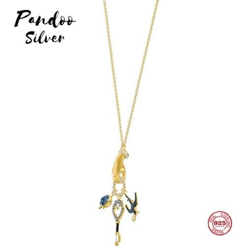 PANDOO Fashion Charm Pure 925 Silver Original 1:1 Copy, Mysterious Element Lucky Guardian Necklace Female Luxury Jewelry Gifts