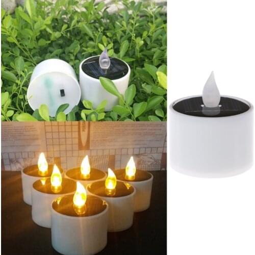 Solar Powered LED Candle Light Yellow Flicker Tea Lamp Festival Wedding Romantic Decor