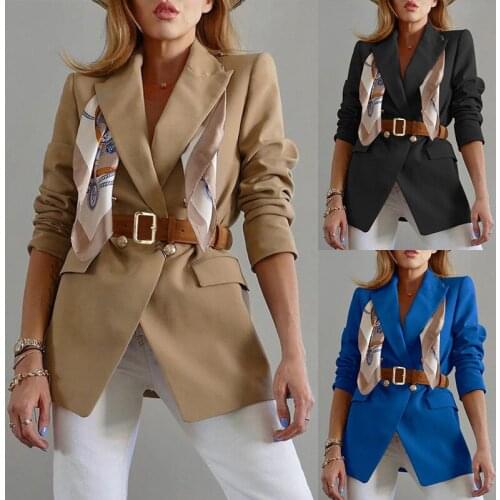 Wenfly Women Jacket Casual Loose Pockets Double Breasted Female Blazers Coat Sashes Fashion England Korean Outerwea