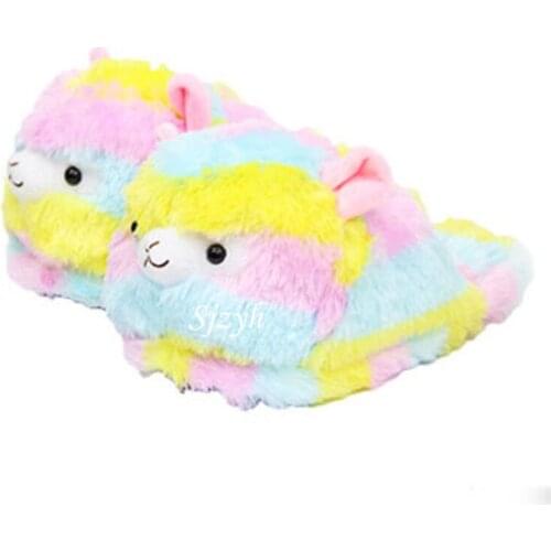 Ladies Winter Plush Cotton shoes Indoor Warm Home Slippers Cute Cartoon Animal Slides Womens/Men Floor Couple Flip Flops EU42