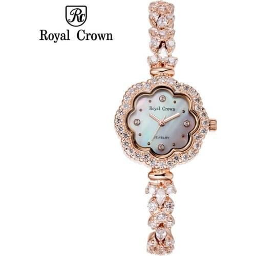 Shell Luxury Rhinestones Sunflower Womens Watch Royal Crown Hours Fine Fashion Dress Bracelet Girl Birthday Gift 3816