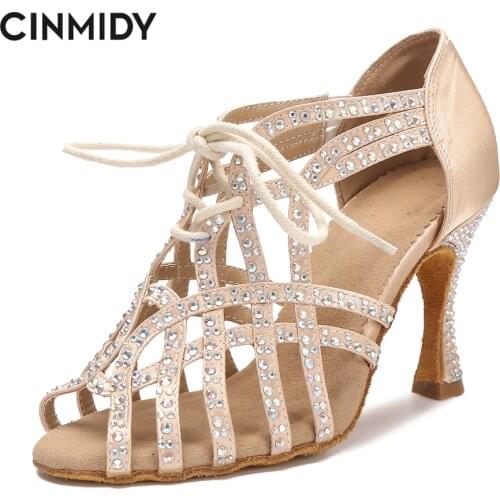 CINMIDY New Dance Shoes For Women Tango Latin Rumba Samba Pole Dancing Shoes Soft Sole Women Sandals Ladies Sexy High Heels