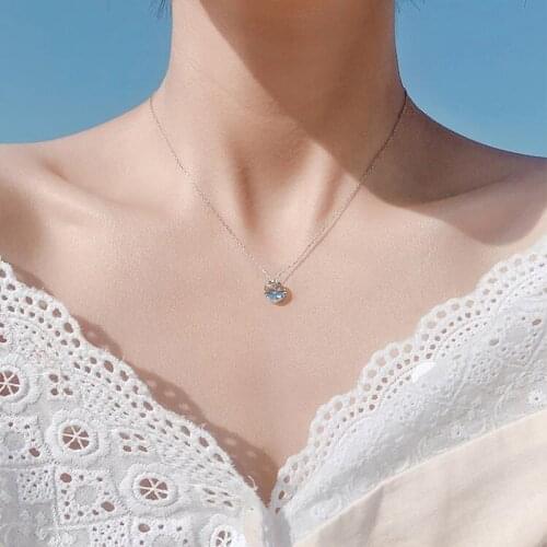 925 sterling silver Mermaid Tears Foam Necklace Mermaid Tail Blue Choker AAA zircon Clavicle Chain for Women Accessories NK008