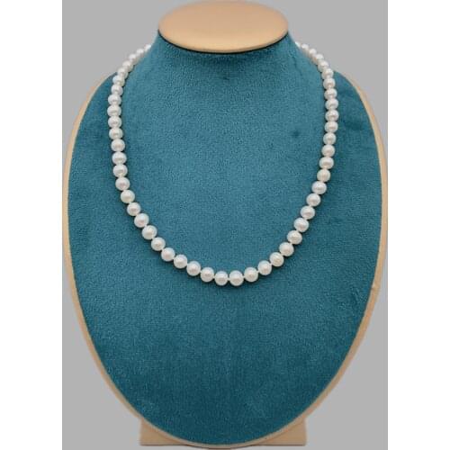 FoLisaUnique 7-8mm AAA Medium Quality White Freshwater Pearls Necklace For Women Girls Birthday Gift Classic Elegant Jewelry