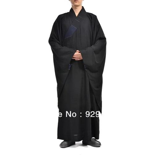 Famous brand black shaolin Buddhist monks clothing Buddhism layrobes meditation gownHaiqing martial arts uniforms comfortable